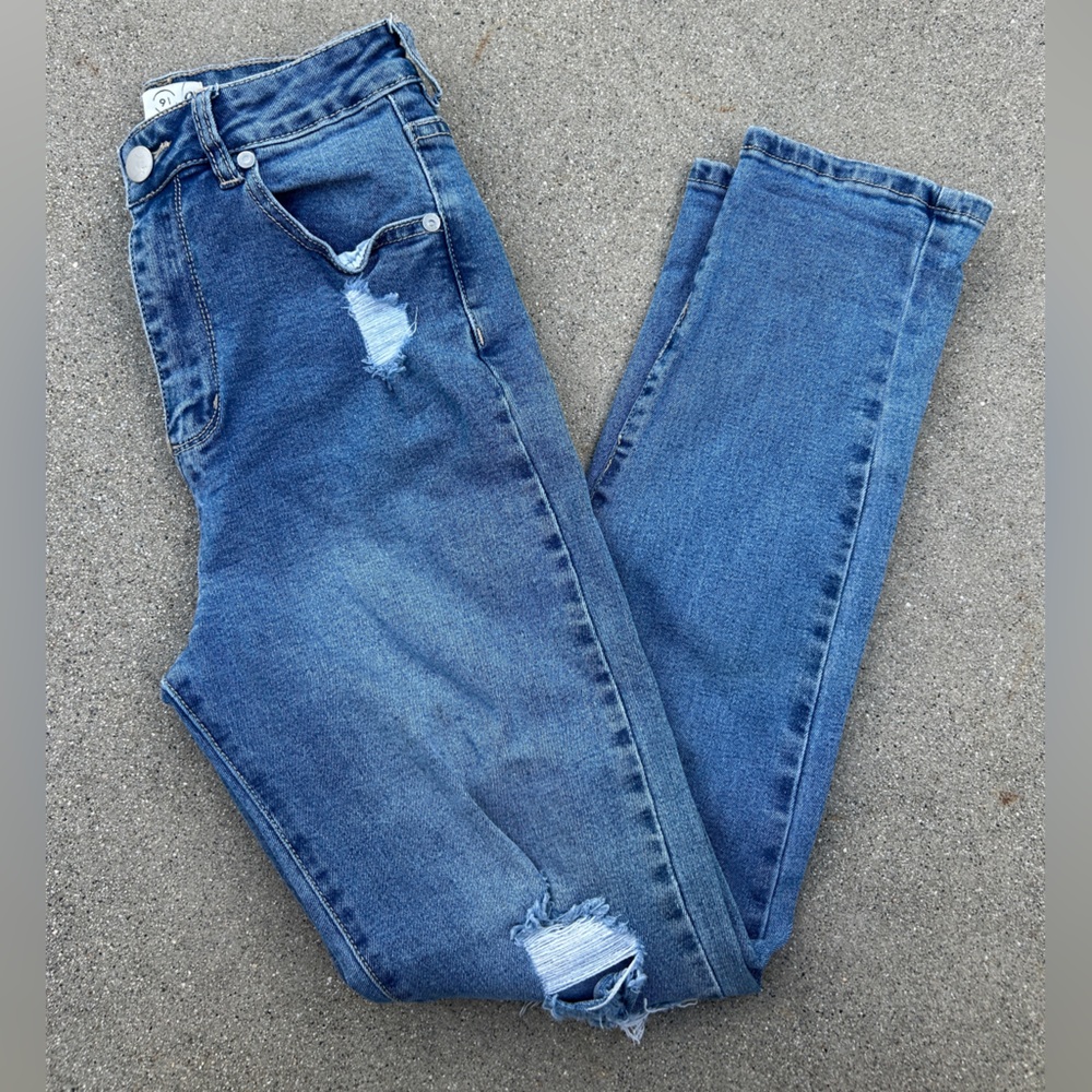 91 Cotton On Skinny Blue Distressed Women Jeans Size 4